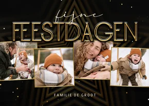 Kerstkaart met ster fijne feestdagen fotocollage