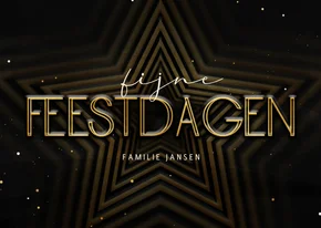 Kerstkaart met ster Fijne Feestdagen goudlook