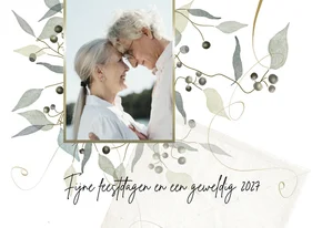 Kerstkaart modern 2027, met foto en takjes