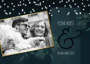 Kerstkaart modern met foto en sterretjes 2026-2027