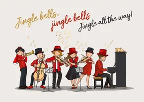 Kerstkaart orkest rood