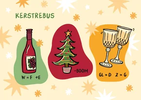 Kerstkaart rebus illustraties 