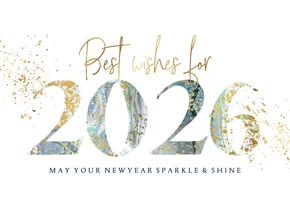 Kerstkaart relatie jaartal 2026 verf goudlook spetters