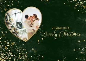 Kerstkaart sfeervolle donker groene fotokaart met sterren