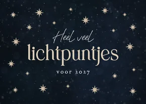Kerstkaart sterren lichtpuntjes voor 2027 fijne feestdagen