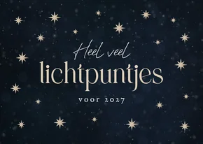 Kerstkaart sterren lichtpuntjes voor 2027 fijne feestdagen
