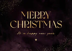 Kerstkaart stijlvol grote tekst merry christmas goud 