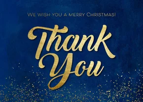 Kerstkaart 'Thank You' goudlook