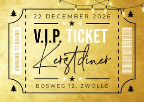 Kerstkaart ticket kerstdiner goud VIP party