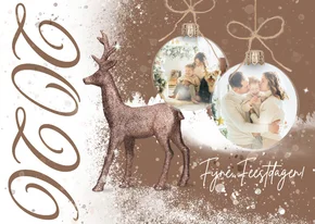 Kerstkaart winters landschap met hert