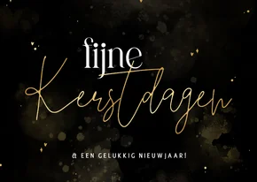 Kerstkaartje stijlvol zwart met goudlook en waterverf