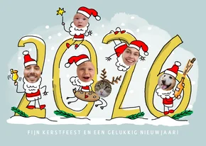 Kerstmannetjes fotocollage met 6 foto's