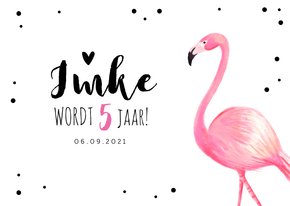 Kinderfeest uitnodiging meisje hip met flamingo