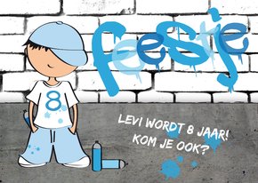 Kinderfeestje jongen stoer graffiti