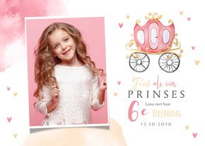 Kinderfeestje prinses koets hartjes kroontje foto hartjes