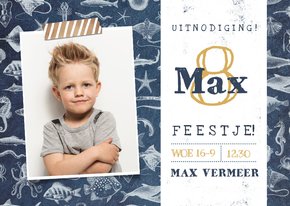 Kinderfeestje stoere uitnodiging zeedieren zwemfeestje