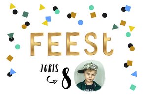 Kinderfeestje uitnodiging hip vrolijk stoer confetti