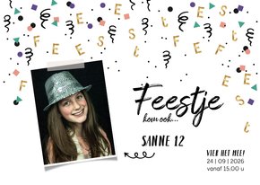 Kinderfeestje uitnodiging meisje feest confetti goud