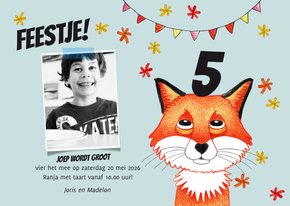 Kinderfeestje uitnodiging met grappige vos