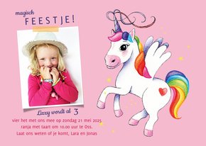 Kinderfeestje uitnodiging met unicorn