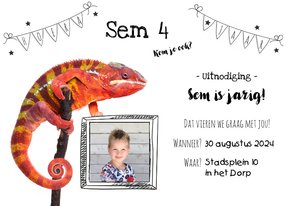 Kinderfeestje - Uitnodiging reptielen met eigen foto