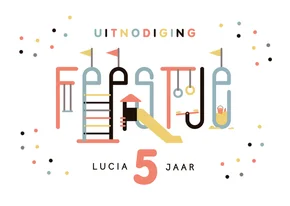 Kinderfeestje uitnodiging speeltuin typografisch