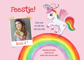 Kinderfeestje unicorn met regenboog