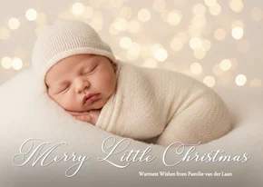 Klassiek fotokaartje merry little christmas grote foto