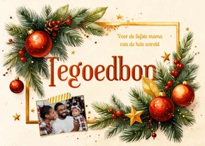 Klassieke tegoedbon bedankt met kerstballen 