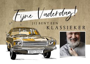 Klassieke vaderdagkaart met oldtimer op velvet achtergrond