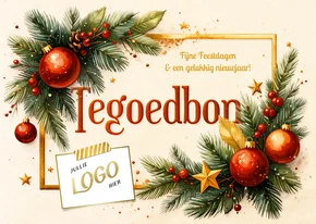 Klassieke zakelijke tegoedbon bedankt met kerstballen 