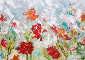 Kunst bloemen schilderij rh IF