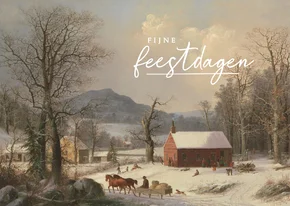 Kunst kerstkaart winterlandschap
