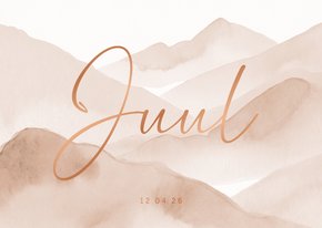 Lief geboortekaartje natuur bergen beige met koper