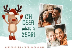Lieve kerstkaart Oh deer what a year met hertje en foto's