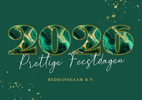 Luxe zakelijke kerstkaart met marmeren jaartal donker groen