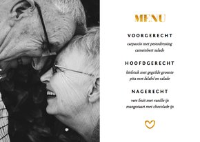 Menukaart met foto en gouden accenten liggend