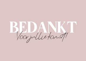 Minimalistisch bedankkaartje bruiloft met grote tekst