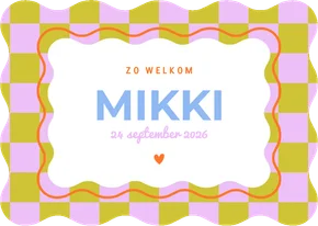 Minimalistisch geboortekaartje unisex met blokjes en wave