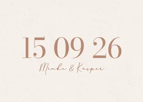 Minimalistische beige trouwkaart met grote datum