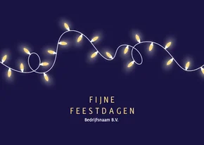 Minimalistische zakelijke kerstkaart met lichtsnoer blauw
