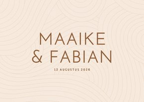 Moderne beige trouwkaart met golvende lijnen
