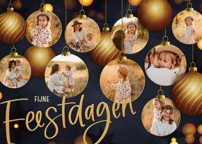 Moderne fotocollage kaart kerstballen