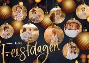 Moderne kerstkaart kerstballen fotocollage