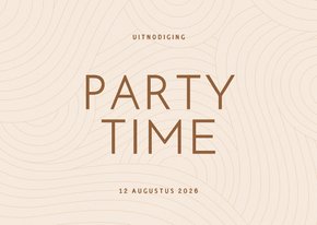 Moderne uitnodiging party time met golvende lijnen beige
