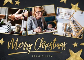 Moderne zwarte zakelijke kerstkaart fotocollage met sterren