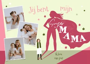 Moederdag kaart fotocollage mijn superheld mama illustratie