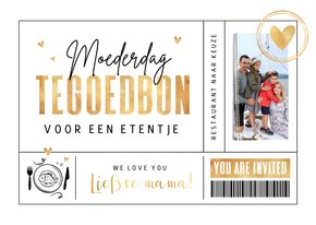 Moederdag tegoedbon goud foto hartjes etentje