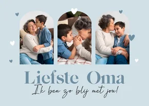 Moederdagkaart voor oma hartjes foto's blij met jou