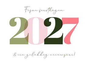 Nieuwjaarskaart 2027 gekleurd minimalistisch
